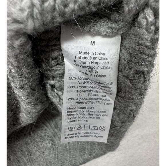 J. Crew Womens Size Medium Pointelle cable sweater Gray Alpaca - Picture 5 of 7